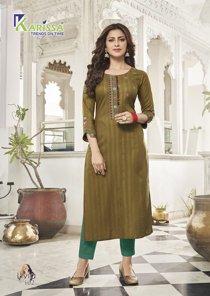 Karissa Livia Heavy Designer Ethnic Wear Rayon Latest Fancy Kurti Collection
